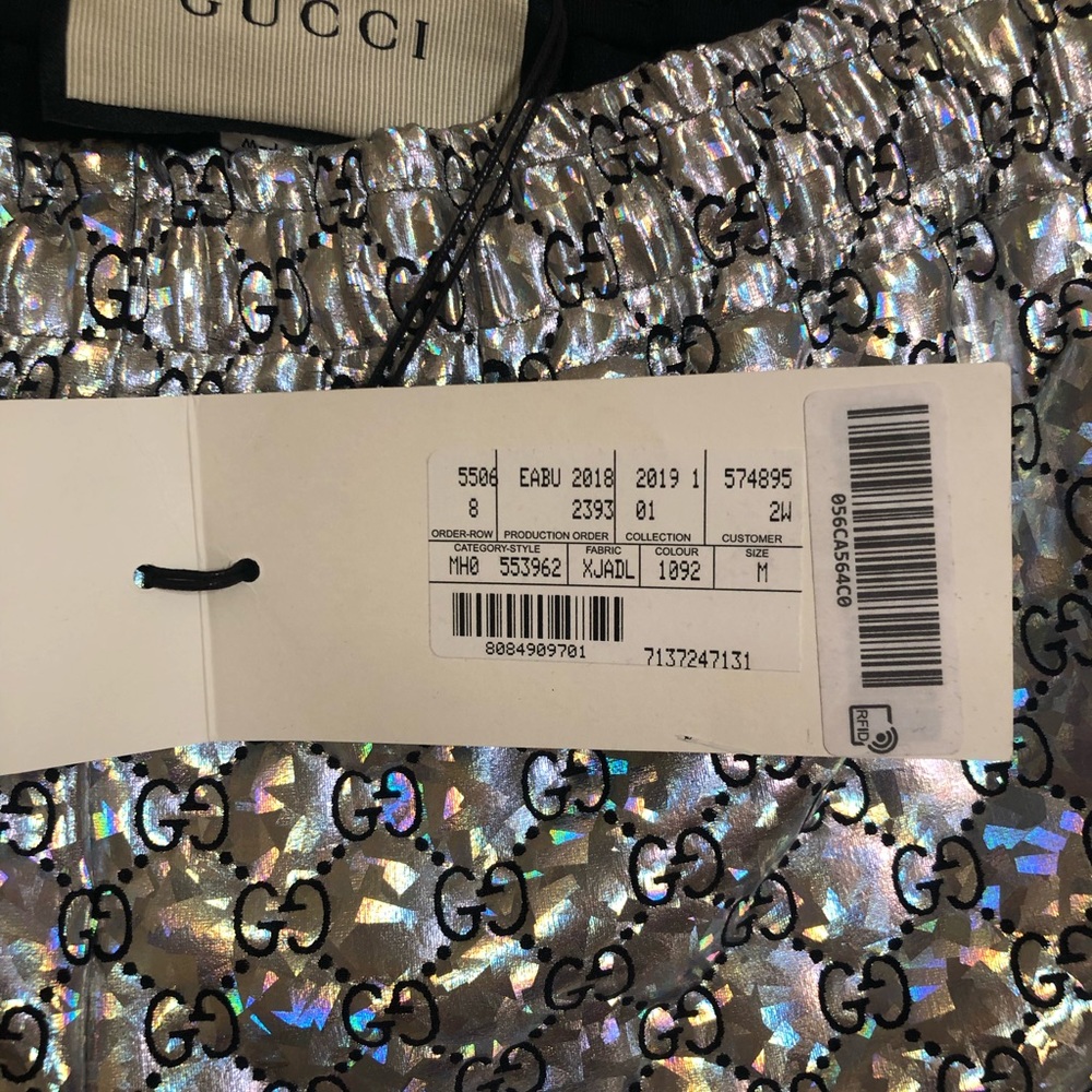 NWT Gucci Size M GG Laminated Sparkle Iridescent Shorts Ret $1280.00 - Picture 6 of 16